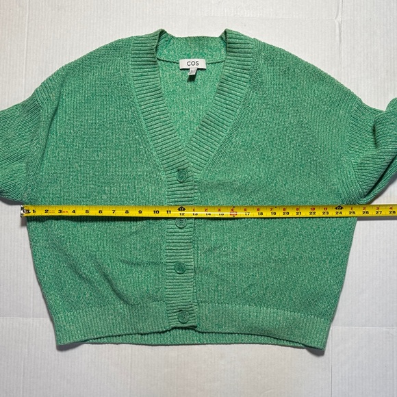 COS Mint Green Speckled White Women's Oversized Cardigan 100% Cotton Size L - Picture 6 of 11